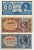 10db-os vegyes pengő bankjegy tétel, közte 1946. 100.000.000BP T:I-II