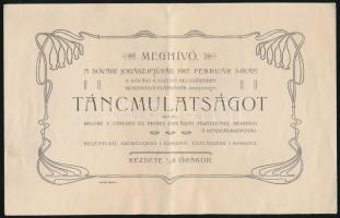 1907 Meghívó a Sóvári Jogász-Ifjúság februári táncmulatságára szecessziós díszítéssel