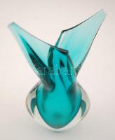 Skandináv,  sommerso üveg váza, fúvott, két rétegű,  jelzés nélkül, hibátlan, m:17cm