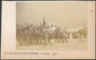 1901 A Német kínai hadsereg felvonulása Bécsben. / 1901 The German China-army in Wienna / Deutsche Chinakompanie in Wien. 11x7 cm
