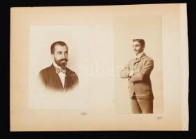 cca 1901 Esztergom piaci kép és a vasút 2 fotó albumlapon 12x18 cm