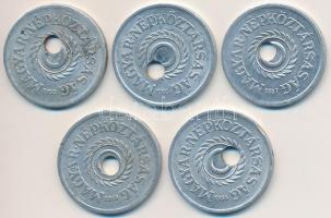 1950-1957. 2f Al (5x) mindegyik lyukasztási verethibával T:2