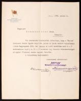 1933 Bp., A Neptun Budapesti Evezős Egylet fejléces levele rendes tagnak való felvételről