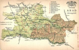 Arad Vármegye térképe, kiadja Károlyi Gy. / Hungarian county map (b)