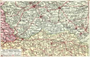 WWI Military map of southern Poland, Postkarten des östlichen Kriegsschauplatzes No. 3., military censorship cancellation on backside (EK)