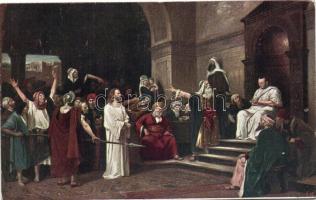 32 db RÉGI motívum képeslap, főleg művész lapok, festmények képeslapokon, vegyes minőség / 32 old mo...