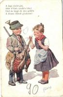 4 db RÉGI vadász motívumlap, vegyes minőség / 4 old hunter motive postcards, mixed quality