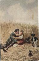 5 db RÉGI vadász motívumlap, vegyes minőség / 5 old hunter motive postcards, mixed quality