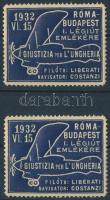 1932 Giustizia per L'Ungheria 2 db levélzáró