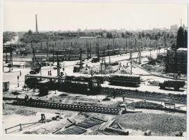 cca 1960-1970 Budapest, Örs vezér tere, Metróvégállomás, építkezés, 4 db fotó, 9x14 és 18x13 cm közö...