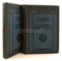 Charles Darwin: Az ember származása I-II. Ford. Dr. Entz Géza, Dr. Fülöp Zsigmond és Dr. Madzsar József. Bp., 1910, Athenaeum. Kiadói kopottas egészvászon-kötésben. A második kötet gerince sérült, hátsó borítótáblája foltos.