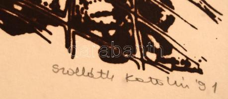 Szolláth Katalin (1955-): Szakadás. Szitanyomat E.A. 20/3, papír, jelzett, 25×36 cm