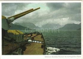 &#039;Schwerer deutscher Kreuzer im norwgischen Fjord&#039; / German Heavy Cruiser in a Norwegian Fjord, WWII