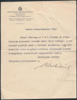 1928 Tea meghívó József főherceghez az Országos Iparegyesület fejléces levelén Dálnoki Kovács Jenő aláírásával, hajtás mentén kis szakadással, 21x17cm