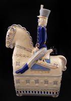 Hollóházi porcelán huszár, kézzel festett, jelzett, hibátlan, m: 27 cm