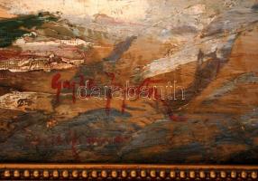 Olvashatatlan jelzéssel: Mediterrán kis város. Olaj, vászon, sérült, keretben, 60×80 cm