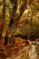 Szanthoffer Imre (1930-): Erdei út. Olaj, farost, jelzett, keretben, 50×60 cm