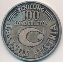 Ausztria 1984. 100Sch Ag "50 éves a kaszinó" zseton eredeti dísztokban (10,03g/0.835/30mm)...