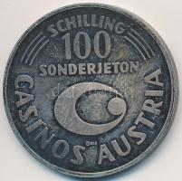 Ausztria 1986. 100Sch Ag "5 éves a Budapesti Kaszinó" zseton eredeti dísztokban (9,78g/0.8...