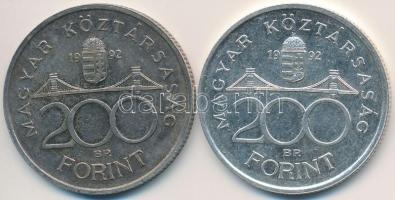 1992. 200Ft Ag "MNB" (2x) T:2 patina