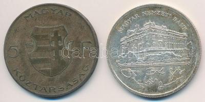 1947. 5Ft Ag "Kossuth" + 1994. 200Ft Ag "Deák" T:2-,3 patina