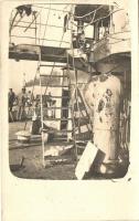 Sérült Osztrák-magyar hadihajó fedélzeti képe / K.u.K. battleship damaged board photo