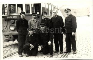 ~1940 Villamos oktató kocsi és villamosvezetők / Hungarian tram driving instructors, photo
