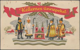 1938 "Kellemes ünnepeket!" kártyanaptár, 15x10cm