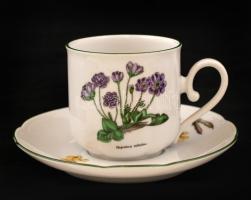 Bavaria porcelán 6 db virágmintás csésze és csészealj, matricás,  hibátlan, jelzett
