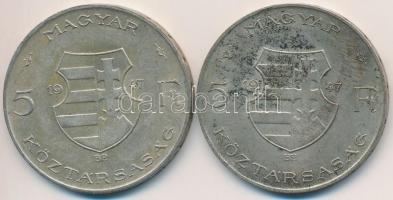 1947. 5Ft Ag "Kossuth" (2x) T:2- patina