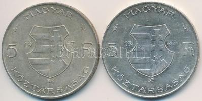 1947. 5Ft Ag "Kossuth" (2x) T:2,2- patina