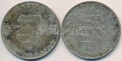 1947. 5Ft Ag "Kossuth" (2x) T:2-,3 patina