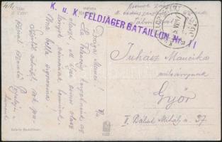 1917 Tábori posta képeslap K.u.k. FELDJÄGERBATAILLON Nr.11 + FP 361 a