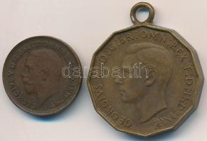 Nagy-Britannia 1913. 1/3F Br + 1937. 3p Ni-sárgaréz füllel T:2
Great Britain 1913. 1/3 Farthing + 1...