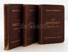 Purtscheller, L. - Hess, H.: Der Hochtourist in den Ostalpen. 1-3. köt. Leipzig - Wien, 1903-1911, Bibliographisches Institut (Meyers Reisebücher). Kissé megviselt vászonkötésben, egyébként jó állapotban.