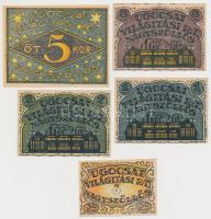 Nagyszőllős 1919. 50f + 1K + 2K + 3K + 5K "Ugocsai Világítási Rt." értékjegyek eredeti bor...