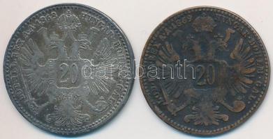 Ausztria 1868. 20kr Ag "Ferenc József" + 1869. 20kr "Ferenc József" Cu hamisítvá...