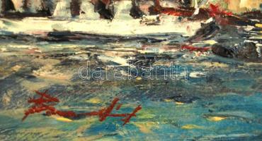 Olvashatatlan jelzéssel: Rakpart. Olaj, farost, 20x25 cm