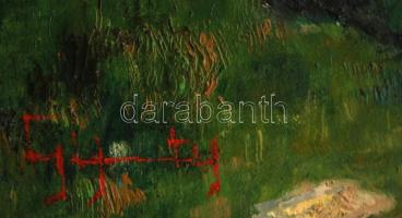 Olvashatatlan jelzéssel: Falu szélén. Olaj, farost, 30x40 cm