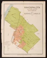 cca 1920-30 Rákospalota legujabb térképe iskolai használatra, rajzolta Székely László, 42x33cm