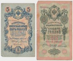 Orosz Birodalom 1909-1912. (1905) 5R + 10R. Szign.: Konshin T:III Russian Empire 1909-1912. (1905) 5 Rubles + 10 Rubles. Sign.: Konshin C:F