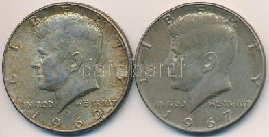 Amerikai Egyesült Államok 1967-1969D 1/2$ Ag "Kennedy" (2x) T:2 USA 1967-1969D 1/2 Dollar Ag "Kennedy" (2x) C:XF