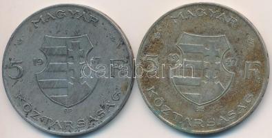 1947. 5Ft Ag "Kossuth" (2x) T:2-,3 patina