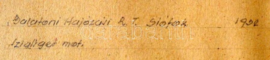 1932 Szigligeti motoros, Balatoni Hajózási R.T. Siófok,  fotó kartonra kasírozva, 9x12cm