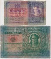 1904. 10K + 1915. 100K szakadással, mindkettő "KOMÁROM MEGYE KOCS KÖZSÉG GESZTESI JÁRÁS" f...