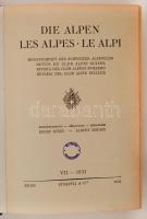 1931 Die Alpen - Les Alpes - Le Alpi, a Svájci Alpesi Klub folyóiratának 7. évfolyama, hozzákötve: C...