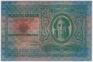 1912. 100K felülbélyegzés nélkül T:II- szép papír