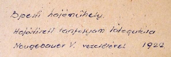 1922 Budapesti hajóműhely hajótiszti tanfolyam látogatása Nougebauer V. vezetésével, fotó kartonra k...