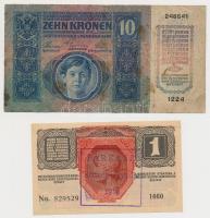 1915. 10K "Zala Vármegye Letenye Község" felülbélyegzéssel + 1916. 1K "Farkasd község...