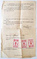 1928 Szerződés, A Magyar Cigányzenészek Országos Egyesületének állásközvetítő irodája, 3db Okmánybél...